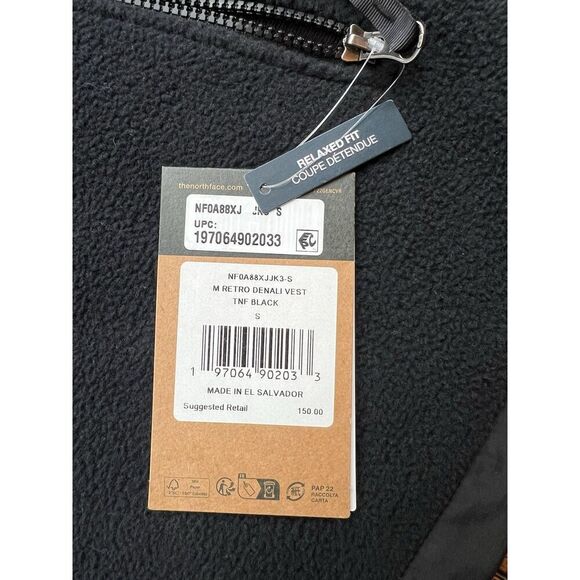 The North Face Men's Retro Denali Vest Black Fleece Jacket Zipper Small NEW - Picture 4 of 6